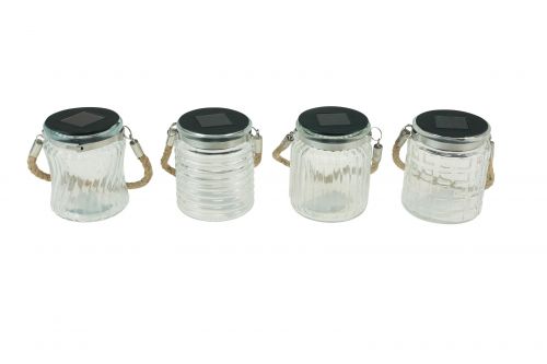 Floristik24 Solarlamp solar glazen hanglamp balkon Ø7,5cm H9cm 4st