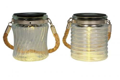 Floristik24 Solarlamp solar glazen hanglamp balkon Ø7,5cm H9cm 4st
