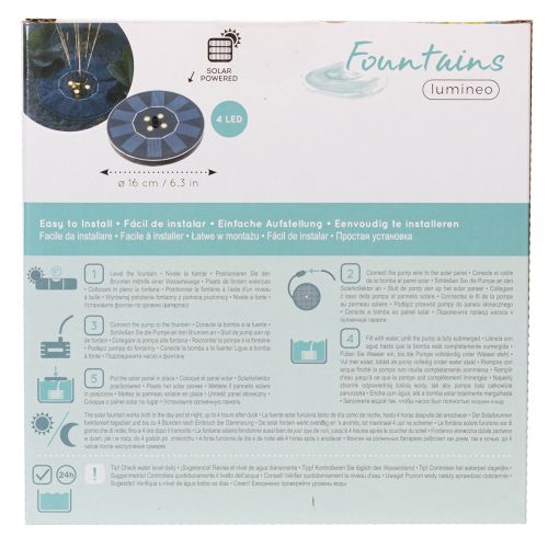 Artikel Zonne-energiepomp voor tuinvijvers, drijvende decoratieve waterpartij met LED-verlichting, 16 cm