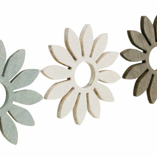 Floristik24 Zomerbloemen houten decoratie bloemen bruin, lichtgrijs, wit verspreide decoratie 72 stuks