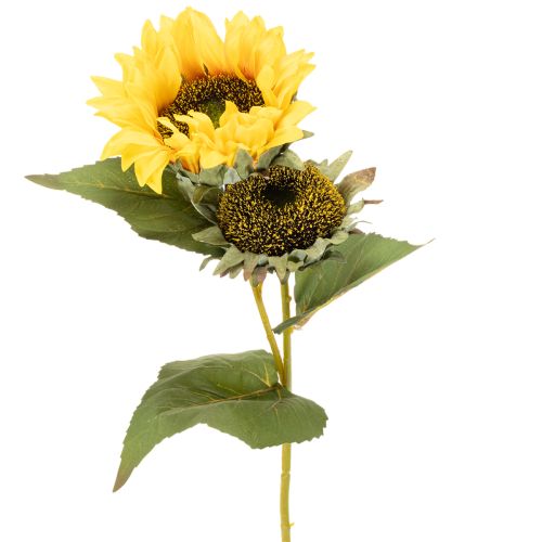 Artikel Kunstmatige zonnebloem met realistische bladeren en bloesems, 58 cm, 3 stuks