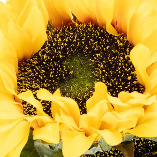Kunstmatige zonnebloem met realistische bladeren en bloesems, 58 cm, 3 stuks | Floristik24.nl