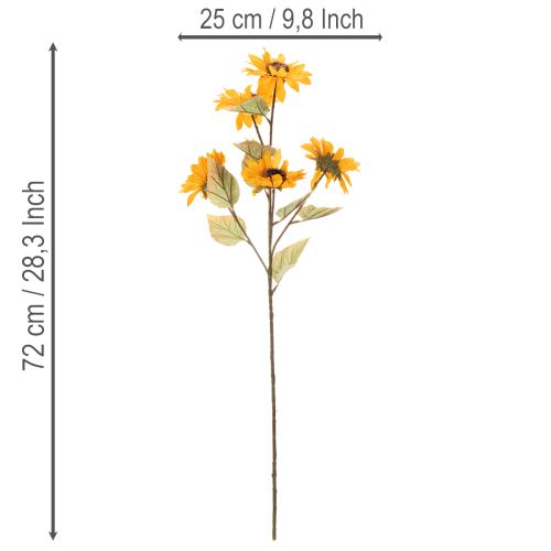 Kunstmatige zonnebloem, levensechte decoratie, 72 cm, 2 stuks | Floristik24.nl