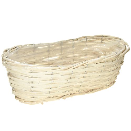 Chipmand wilgen witgekalkte plantenmand 38×18×12cm