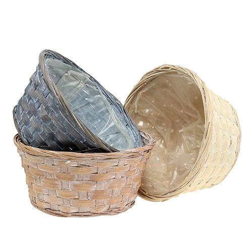 Frietschaal ronde plantenmand Ø20cm wit/grijs/bruin 8 st