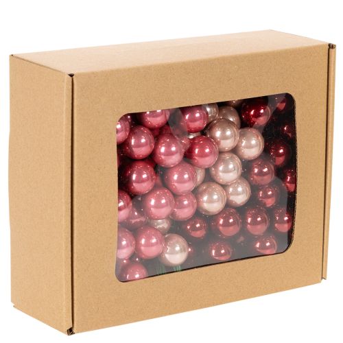 Kerstballen aan een draad, set mini glanzende spiegelende bessen, 20 mm, 140 stuks | Floristik24.nl