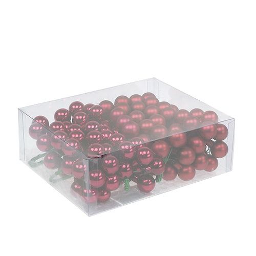 Artikel Mini kerstbal rood, roze glas spiegelbessen Ø20mm 140 st