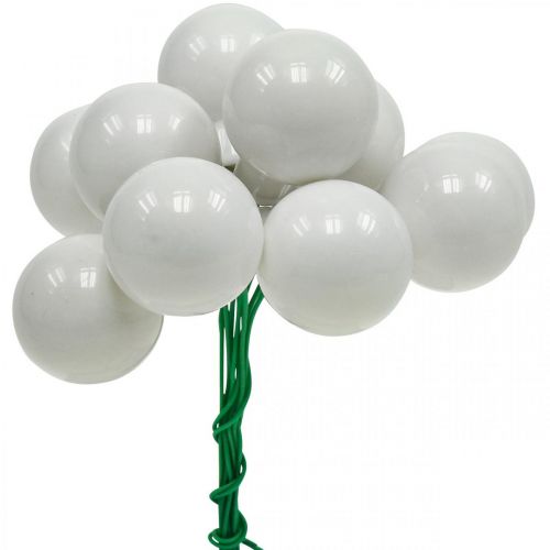 Floristik24 Mini kerstballen wit glas spiegel bessen Ø25mm 140st