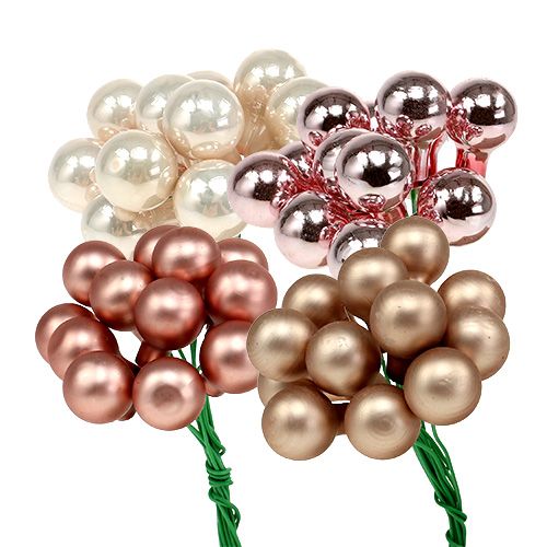 Floristik24 Spiegelbessen crème-roze mix 15mm 140p