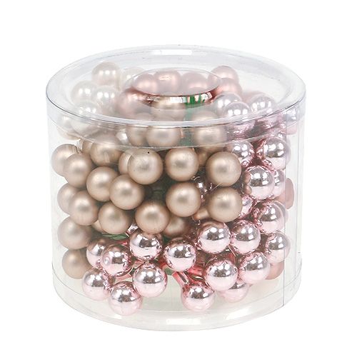 Floristik24 Spiegelbessen crème-roze mix 15mm 140p