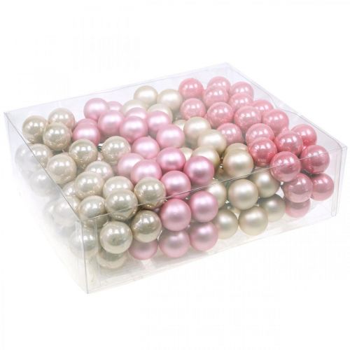 Floristik24 Mini kerstballen op draadglas Ø25mm roze 140 st