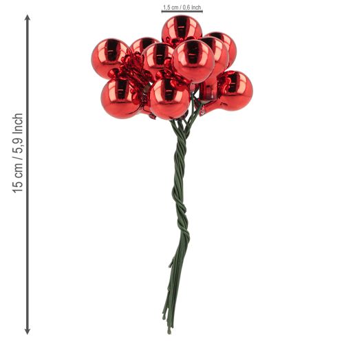 Artikel Mirror Berries Rood Mat, Glanzend Ø1,5cm 140 stuks
