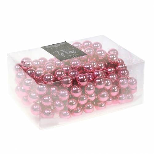 Floristik24 Kerstdecoratie spiegel bessen glas roze Ø2cm 144p