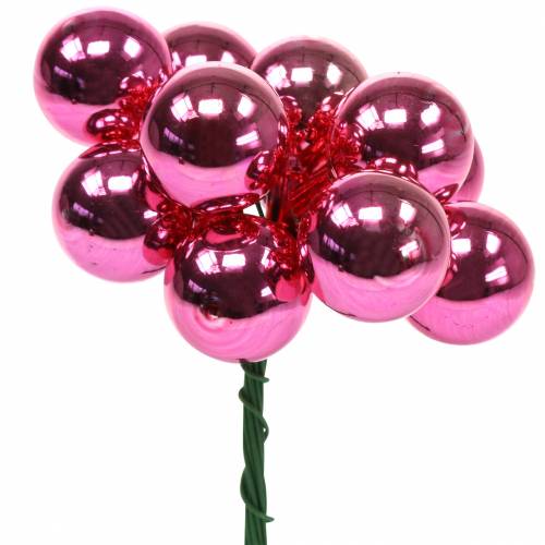 Floristik24 Kerstdecoratie spiegel bessen glas roze Ø2cm 144p