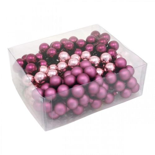 Artikel Mini Kerstbal Roze Glas Spiegel Bessen Bessen Ø20mm 140 st