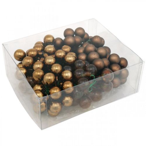 Floristik24 Mini kerstballen bruin glas spiegel bessen Ø20mm mix 140st
