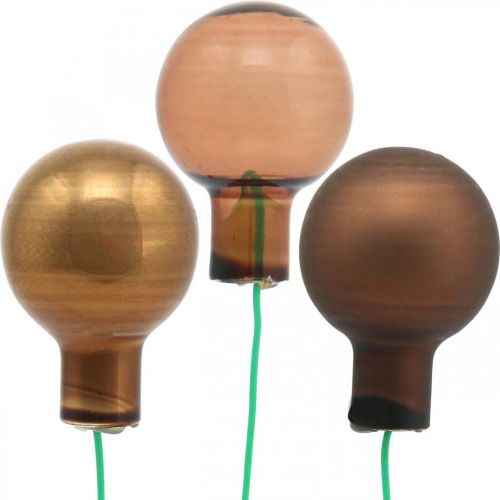 Floristik24 Mini kerstballen bruin glas spiegel bessen Ø20mm mix 140st
