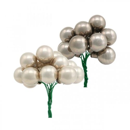 Mini kerstbal creme, grey mirror berries glas Ø20mm 140st
