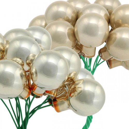 Artikel Mini kerstbal crème, beige spiegelbessen Ø20mm 140 st