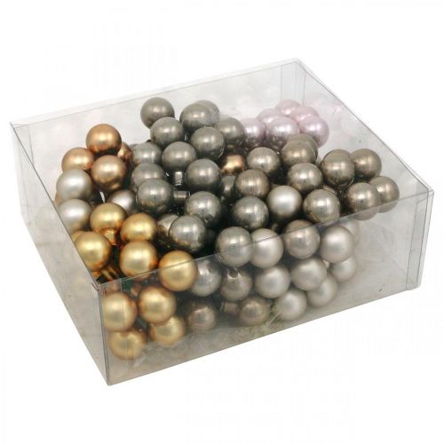 Floristik24 Mini Kerstbal metallic glas spiegel bessen Ø20mm 140st