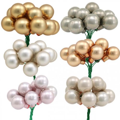 Mini kerstbal metallic glas spiegel bessen Ø20mm 140st