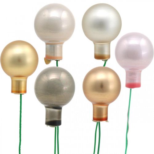 Mini kerstbal metallic glas spiegel bessen Ø20mm 140st