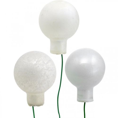 Floristik24 Mini kerstballen wit gemarmerd assorti spiegelbessen Ø25mm 140 st