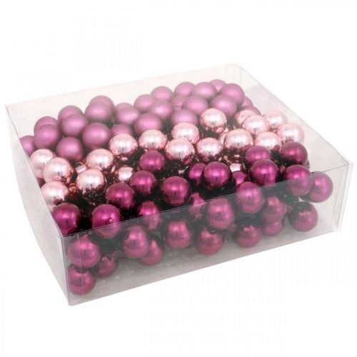 Floristik24 Mini kerstbal roze bes spiegel bessen glas Ø25mm 140st