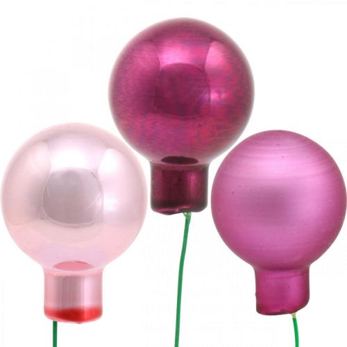 Floristik24 Mini Kerstbal Roze Glas Spiegel Bessen Bessen Ø20mm 140 st