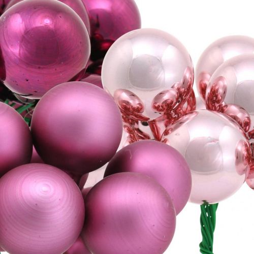 Artikel Mini kerstbal roze bes spiegel bessen glas Ø25mm 140st