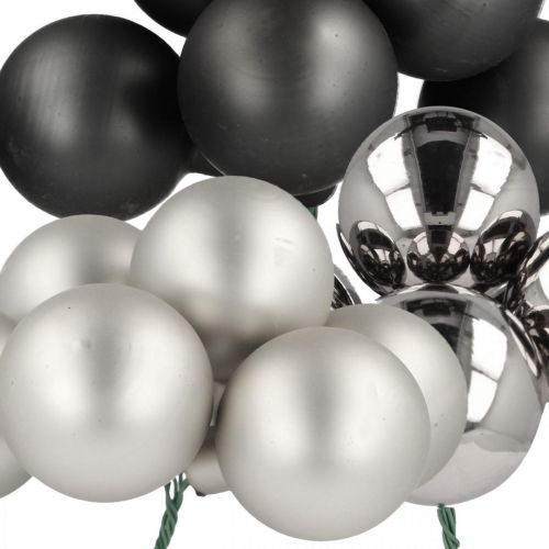 Artikel Mini kerstballen zilver, antraciet glas Ø40mm mix 32 st