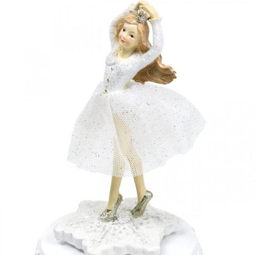 Floristik24 Muziekdoos ballerina wit winterdecoratie Ø10.5cm H18.5cm