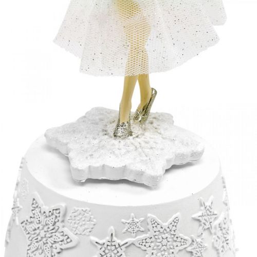 Floristik24 Muziekdoos ballerina wit winterdecoratie Ø10.5cm H18.5cm