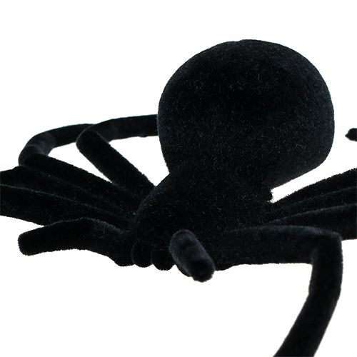 Floristik24 Spin zwart 16cm gevlokt