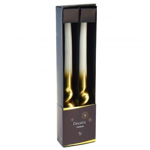 Artikel Gedraaide kaarsen witgouden spiraalkaarsen Ø2cm H30cm 2 st