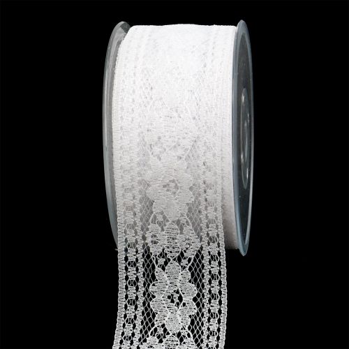 Decoratief lint kant 53mm 20m wit