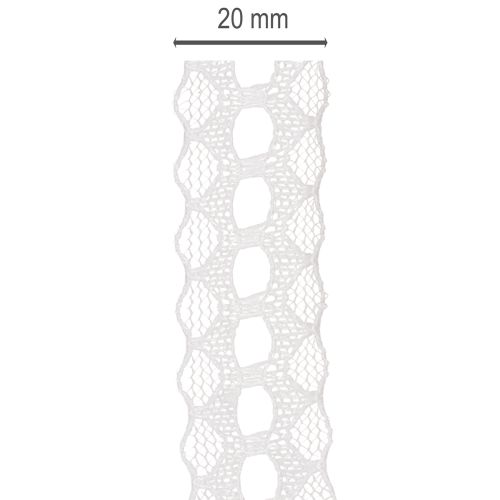 Decoratief lint met kant, katoen, fijne rand, op een rol, 25 mm breed, 10 m lang | Floristik24.nl