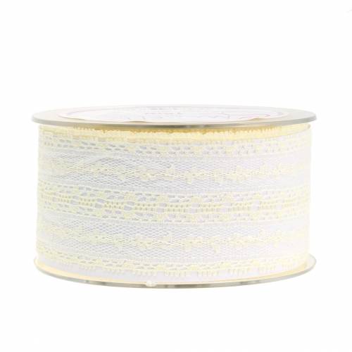 Floristik24 Kanten lint creme 50mm L15m