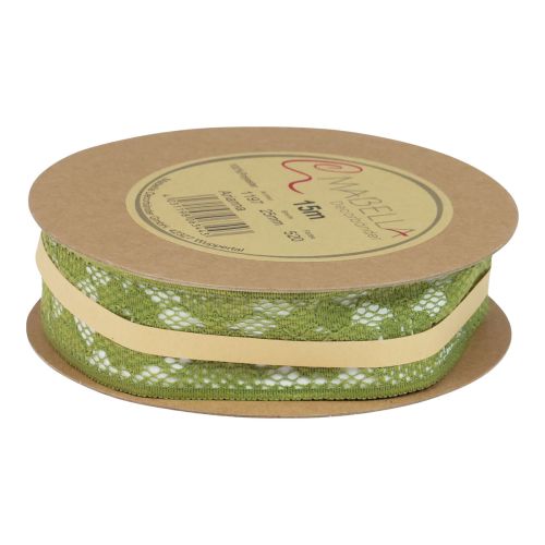 Artikel Kantlint groen 25mm bloemmotief decoratief lint kant 15m