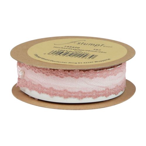 Artikel Kantlint trouwlint lint kant oudroze 20mm 20m