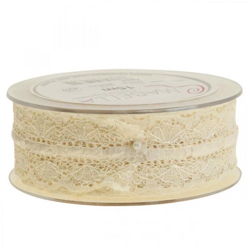 Artikel Kantlint kanten rand deco lint kant creme 25mm 15m