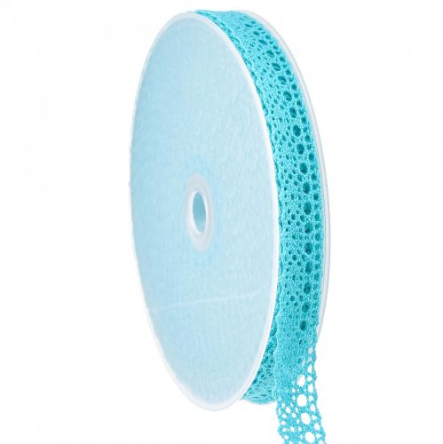 Floristik24 Kantlint turquoise decoratief lint kant Onda B16mm L20m