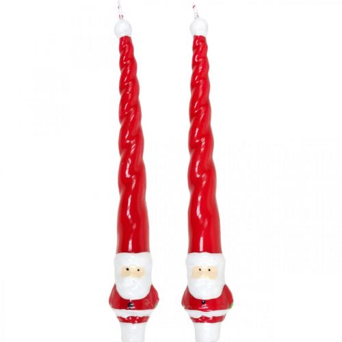 Floristik24 Taperkaarsen kerstman kerstkaars 26cm 2st