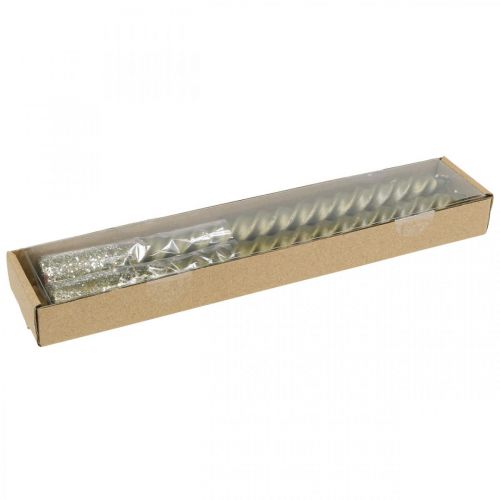 Floristik24 Conische kaarsen gedraaide kaarsen spiraalkaarsen goud 24cm 2 st