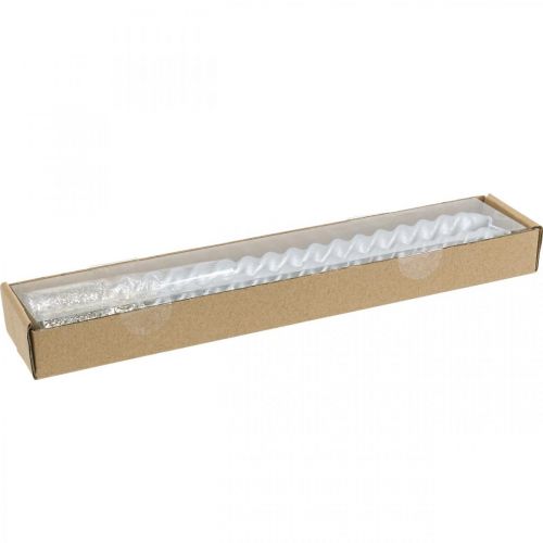 Floristik24 Taperkaarsen gedraaide kaarsen spiraalkaarsen zilver 24cm 2st