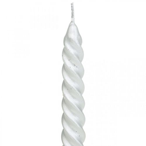 Floristik24 Taperkaarsen gedraaide kaarsen spiraalkaarsen zilver 24cm 2st