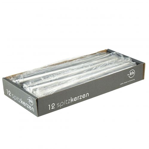 Floristik24 Conische kaarsen zilver 250/23 12st