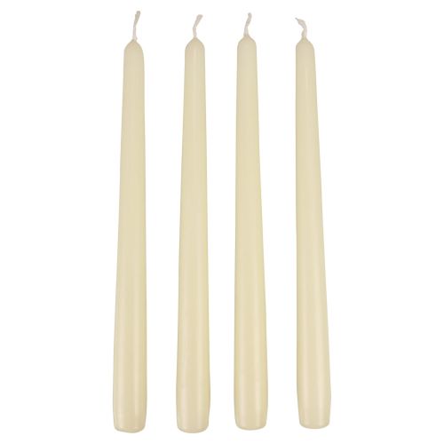 Artikel Conische kaarsen, stokkaarsen, wit ivoor, 250/23 mm, 12 stuks