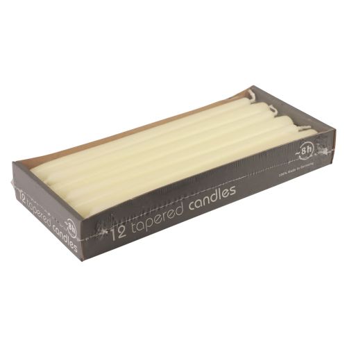 Floristik24 Conische kaarsen, stokkaarsen, wit ivoor, 250/23 mm, 12 stuks