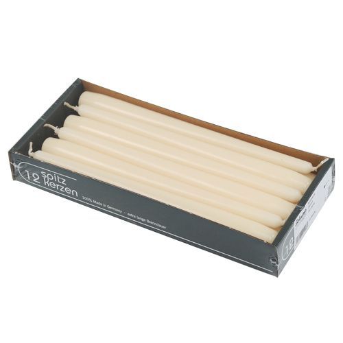 Floristik24 Conische kaarsen 250/23 crème 12st.